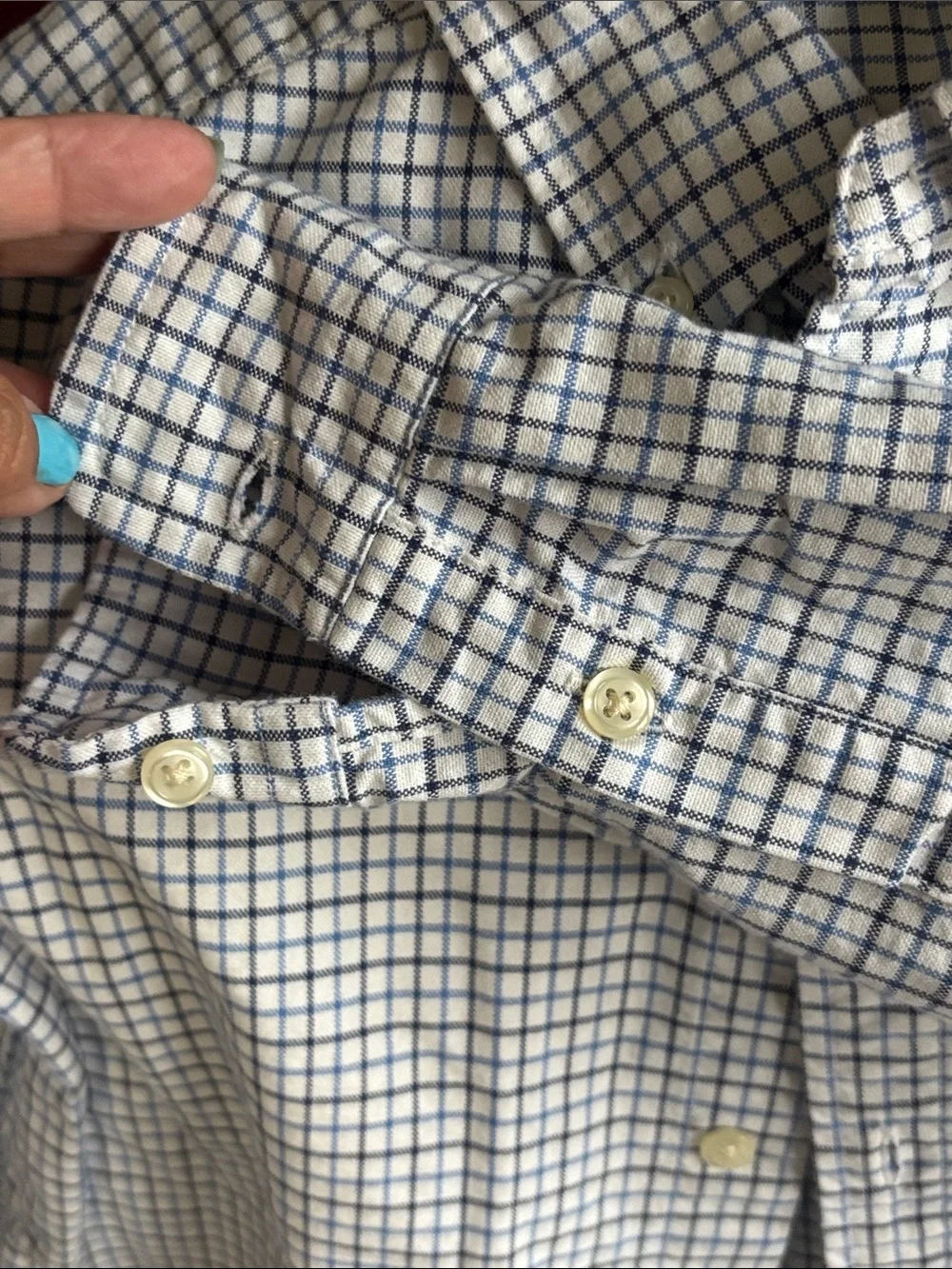 Ralph Lauren White Shirt with Blue Windowpane Check